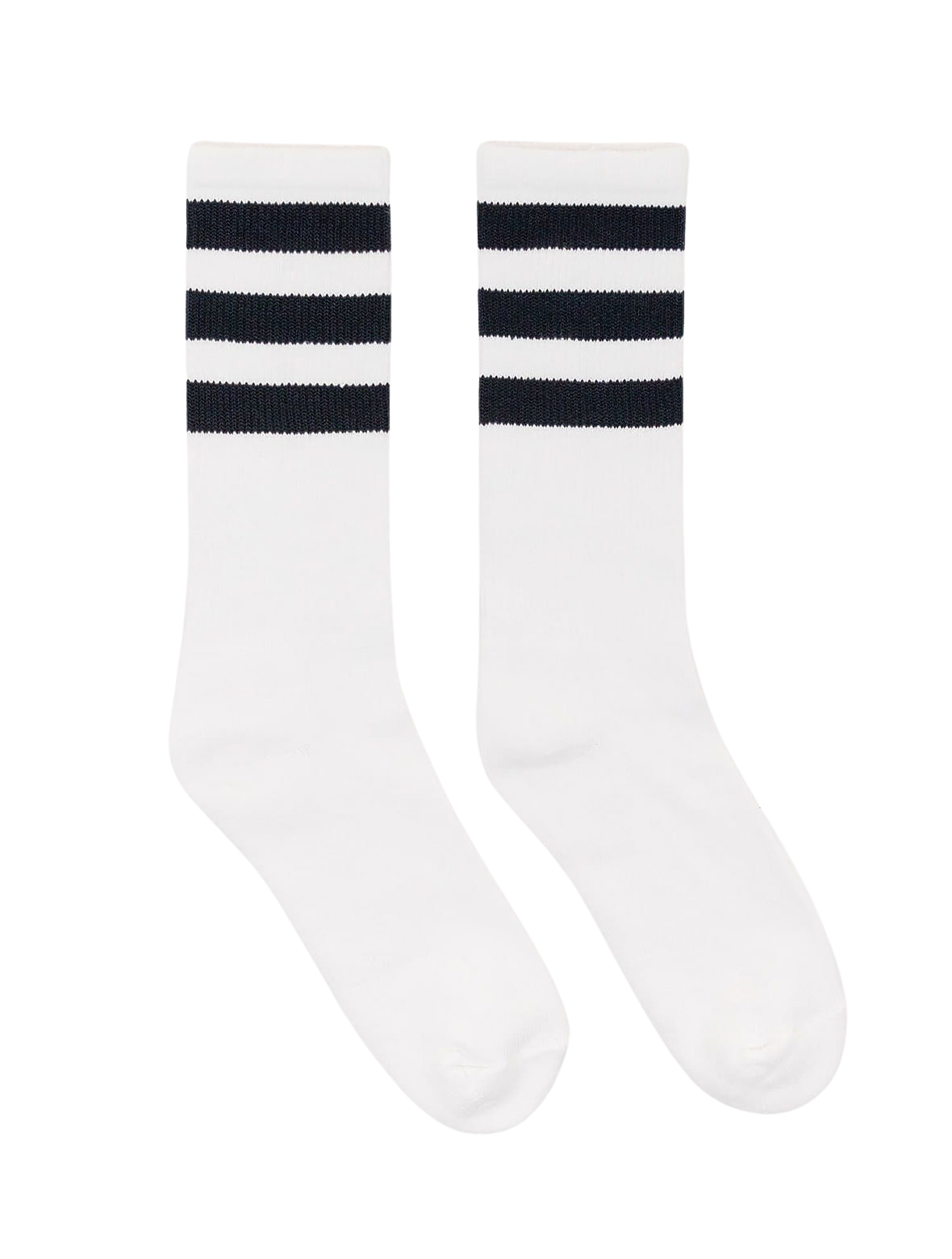 Vintage Socks - White Cotton - Dark Navy Stripes
